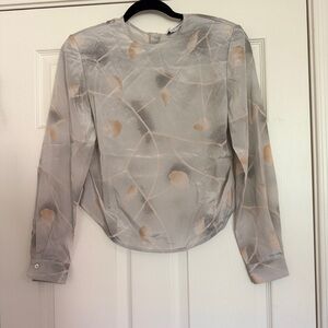 Giorgio Armani Collection Silk Long Sleeve Floral Top Sz 42/8